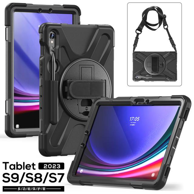 Case Universal For Galaxy Tab S10 Lite S9 FE S8 S7 SM-X400 X406 X520 X526 X710 X716 X510 X516 X700 X706 T870 T875 Rugged Cover S9 SM-X710 SM-X716B чёрный