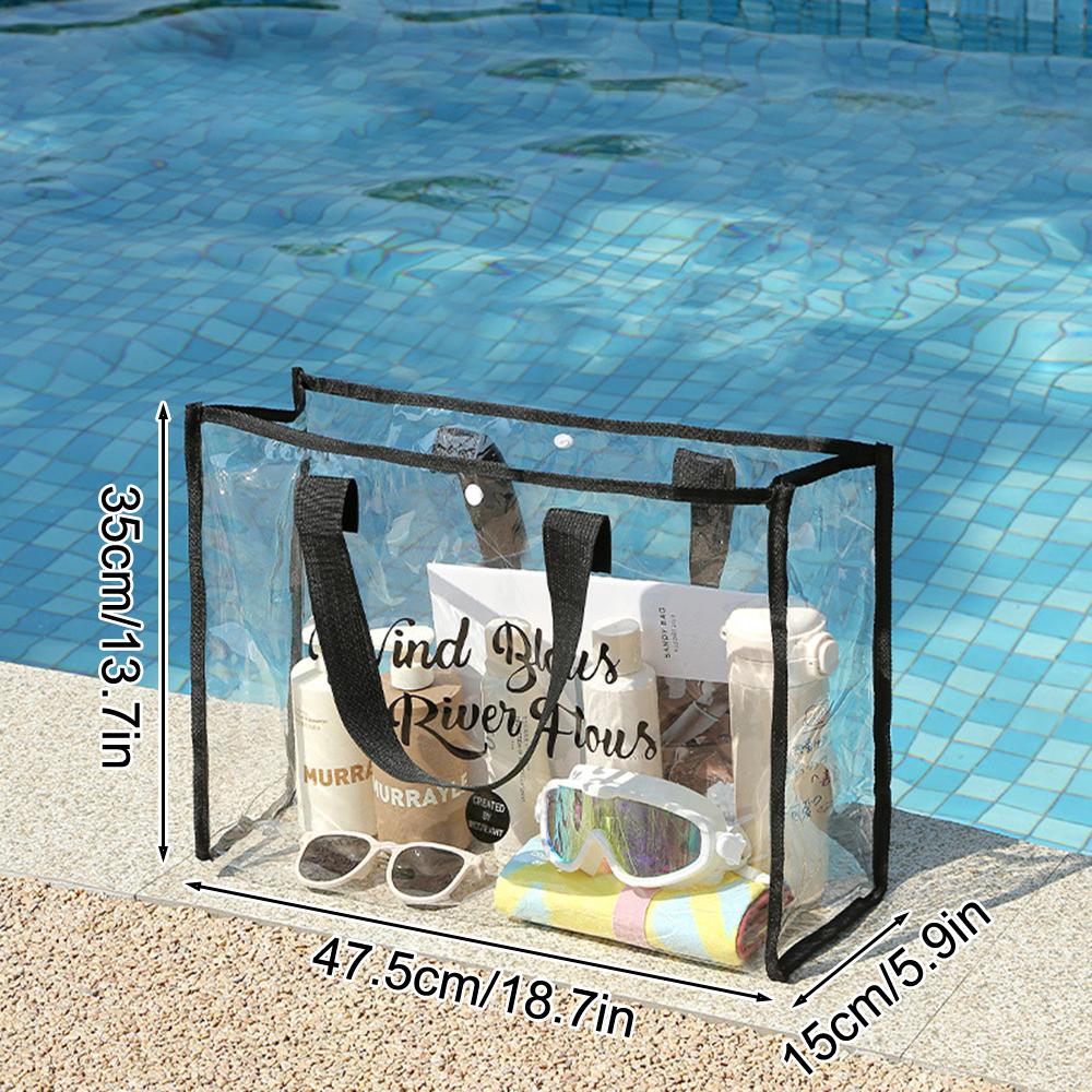 Cosmetic Pouch Beach Tote - Lightweight Beach Bag with Phone Pouch Waterproof Foldable Tote Bag for Beach, Pool,  Vacation