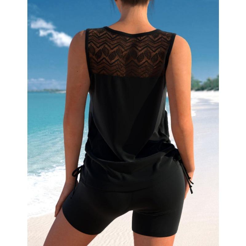 Damski strój kąpielowy dwuczęściowy z rozcięciem, strój kąpielowy z wysokim stanem
