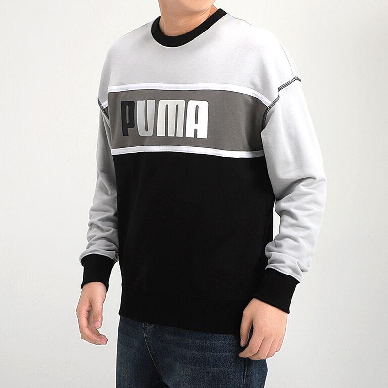 PUMA Sweatshirts Men's Black Gray Color Crew Neck Moderate Regular 530710-01
