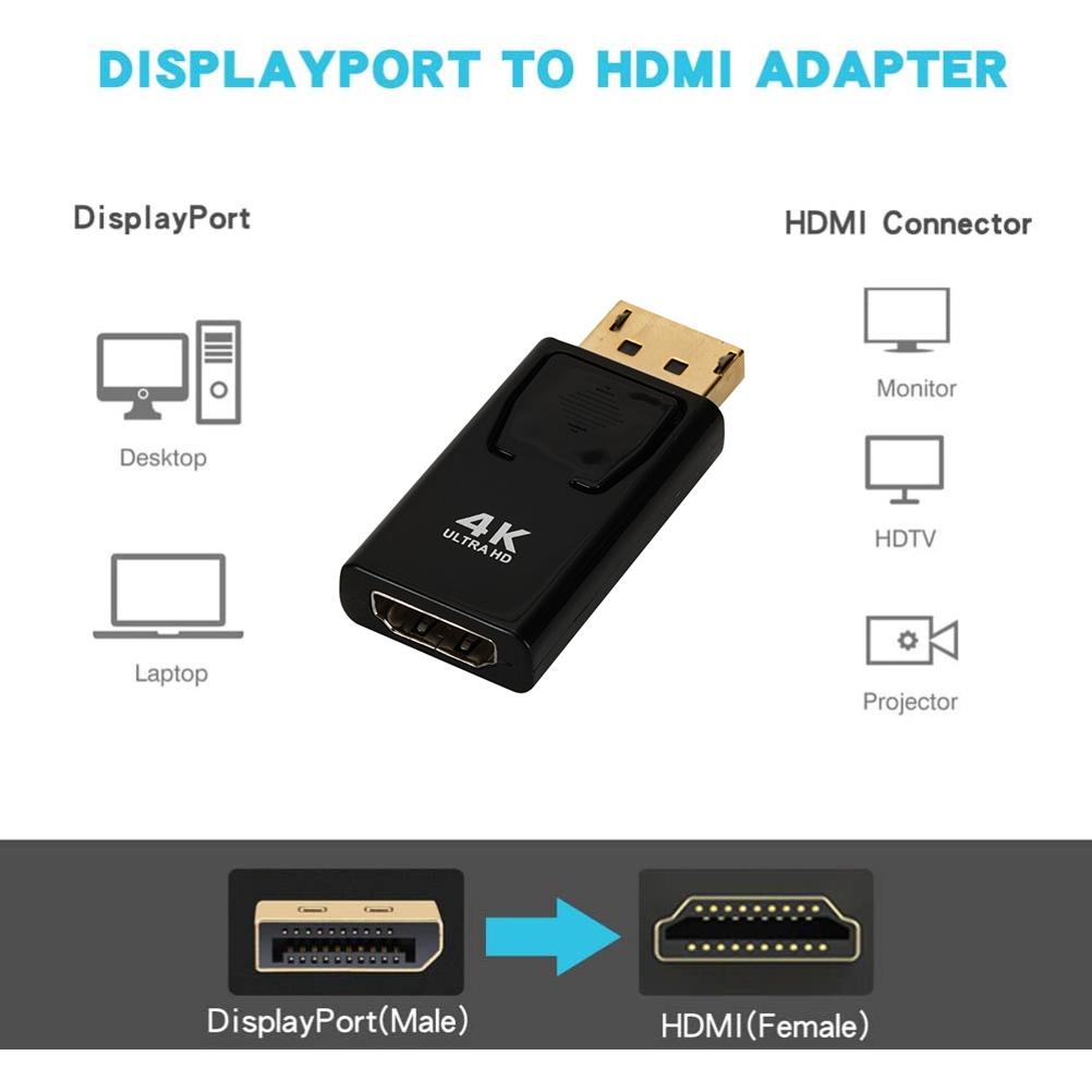 4K-kompatibel für DisplayPort zu High Definition Multimedia Interface Adapter Kompatibel für DP Stecker zu High Definition