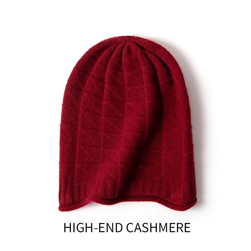 Cashmere Autumn and Winter New Style Women s High End Knitted Outdoor Warm Jacquard Ear Protection Hat Knitted Casual Baotou Hat one size