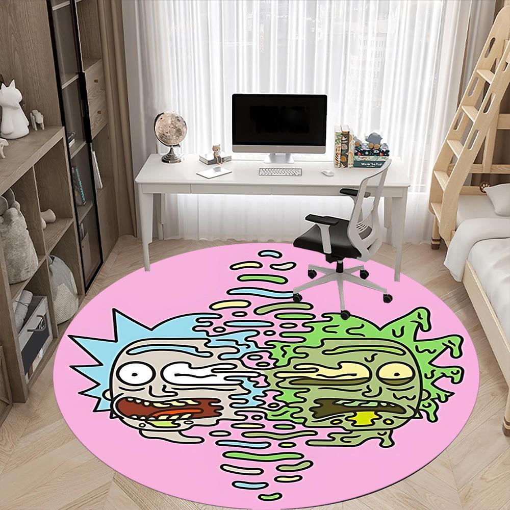 Tappeto Rotondo da Ufficio Rick e Morty, Antiscivolo, Morbido e Durevole, per Decorazione d'Interni, Perfetto per Ufficio, Bella Decorazione
