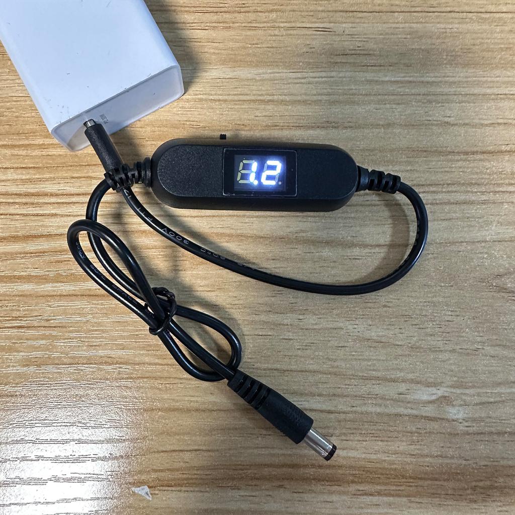 Universal USB C To 2V-12V 5.5x2.1mm Power Cable with Output Voltages Display for Radio LED Light Toy Sphygmomanometer