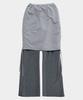 SOME PLACE Striped Color Block Shirred Strap Layered Midi Skirt Wide Pants Set [Charcoal]