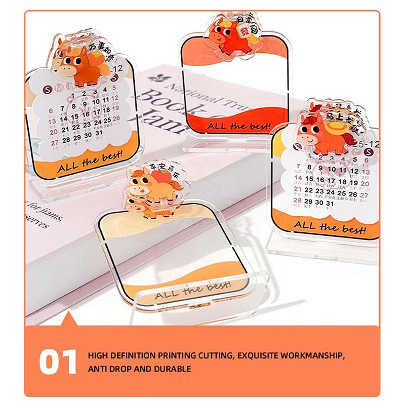 2026 Card Inser 2D Acrylic Desktop Calendar Cartoon Cute Pony Office School Bookmarks  Clips Decorative 2026  Year Gift