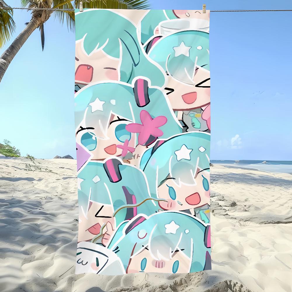 

Cartoon Towel Beach Quick Dry Pool Camping Towels M-MikueS-ES Travel Soft Gift Gym H-HatsuneS-ES Shower Sports W40*H60(CM)