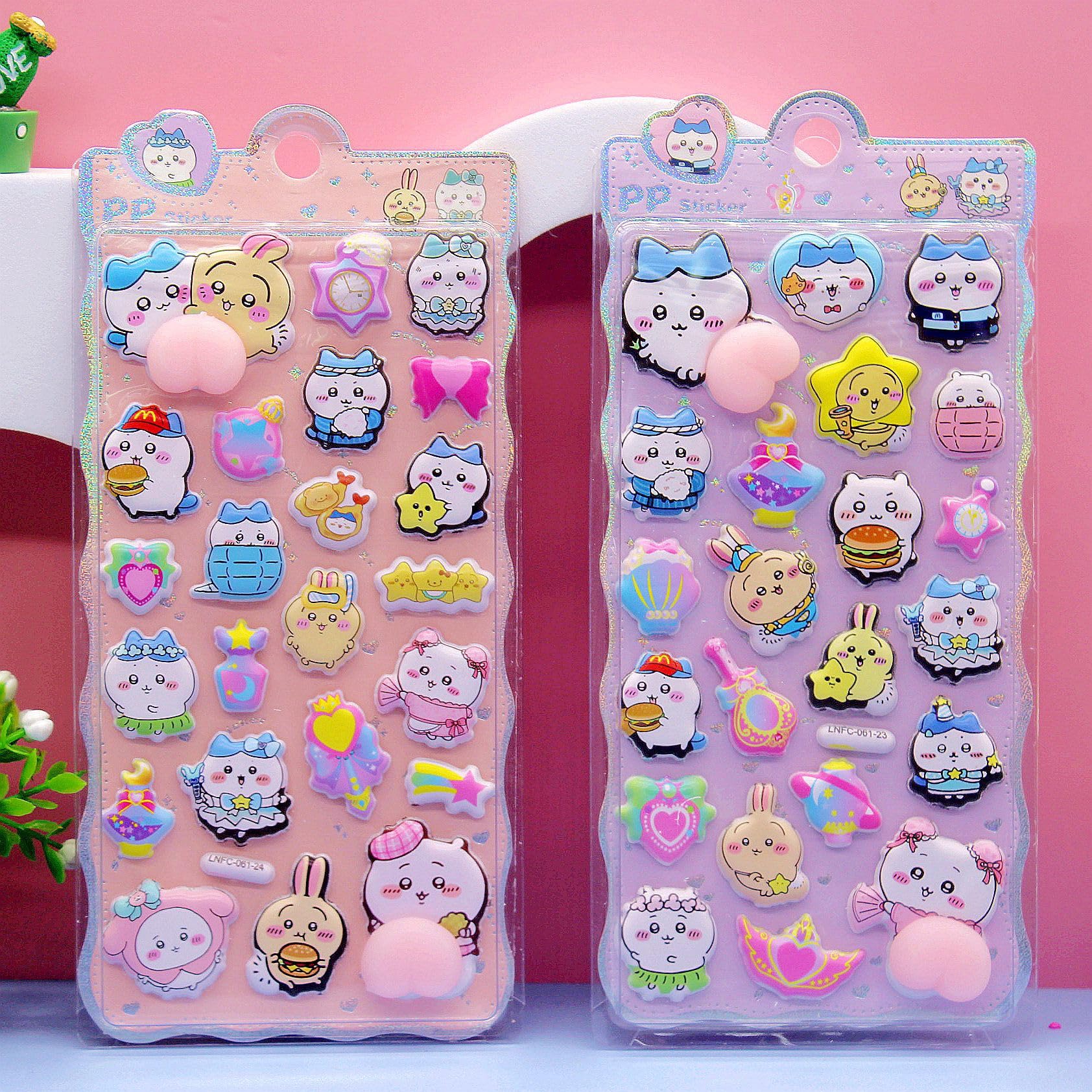 Ninrikidy Butt Puni Puni 3D Puffy Sticker Set A 2-Piece Notebook Reward Decor Glitter Kids Girls Adults
