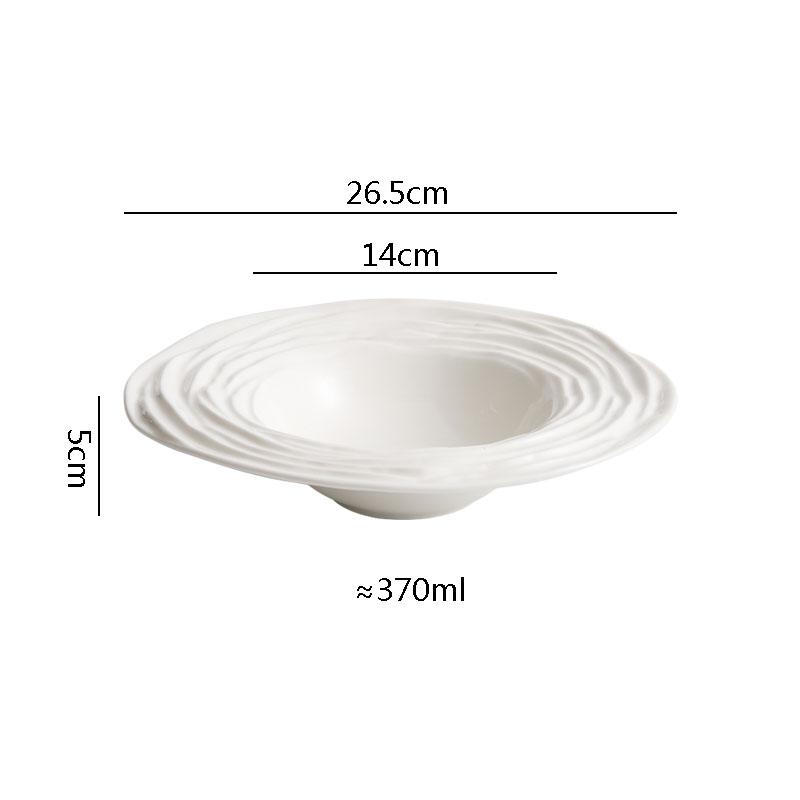 

Чисто белая керамическая тарелка с рисунком в виде волн на воде глубокая тарелка салатная тарелка десертная тарелка тарелки для пасты особая посуда для молекулярной кухни