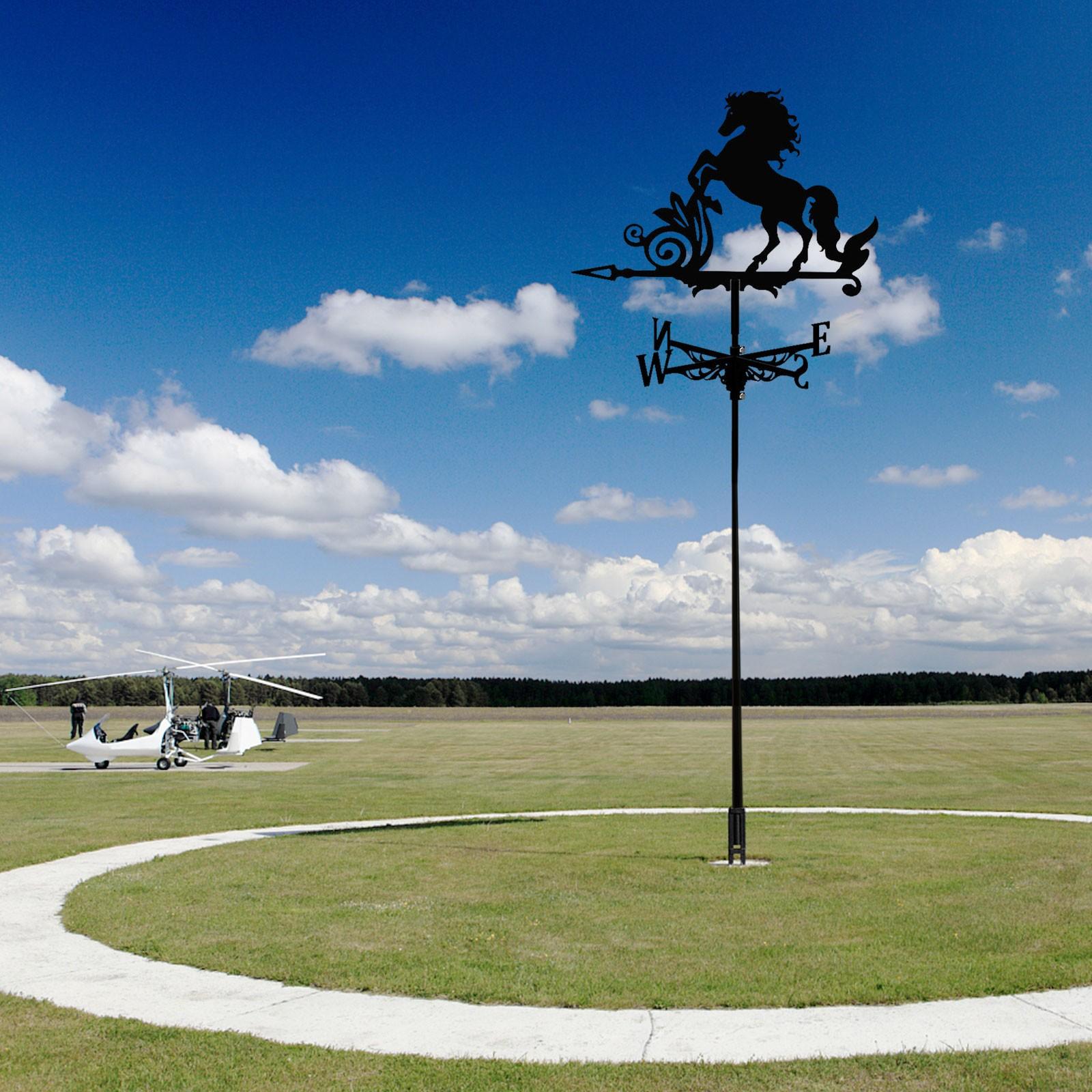 

Horse Modeling Stainless Steel Weather Vane Wind Direction Outdoor Garden Stake Farm Roof Mount Direction Indicator Kit One Size чёрный