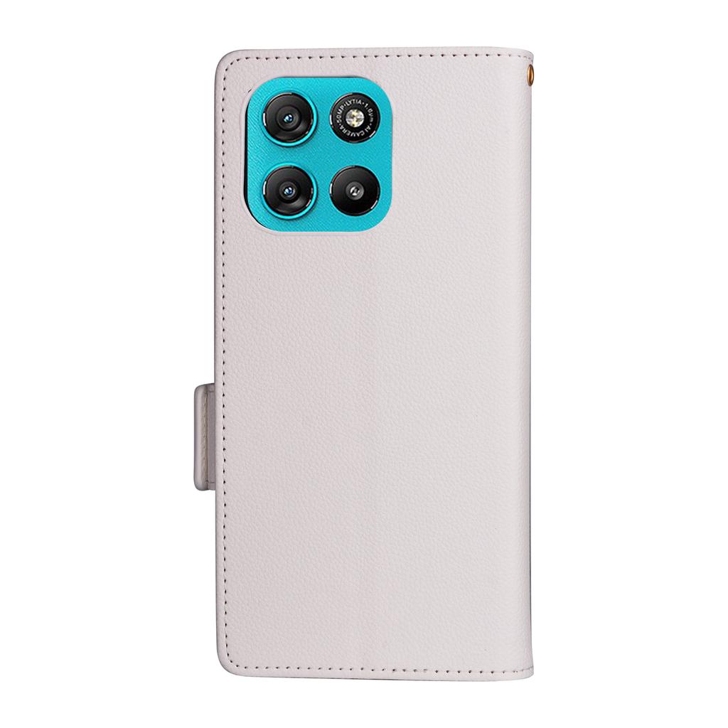 For Motorola Moto G67 Power 5G Case Solid Color Wallet Leather Phone Cover with Strap