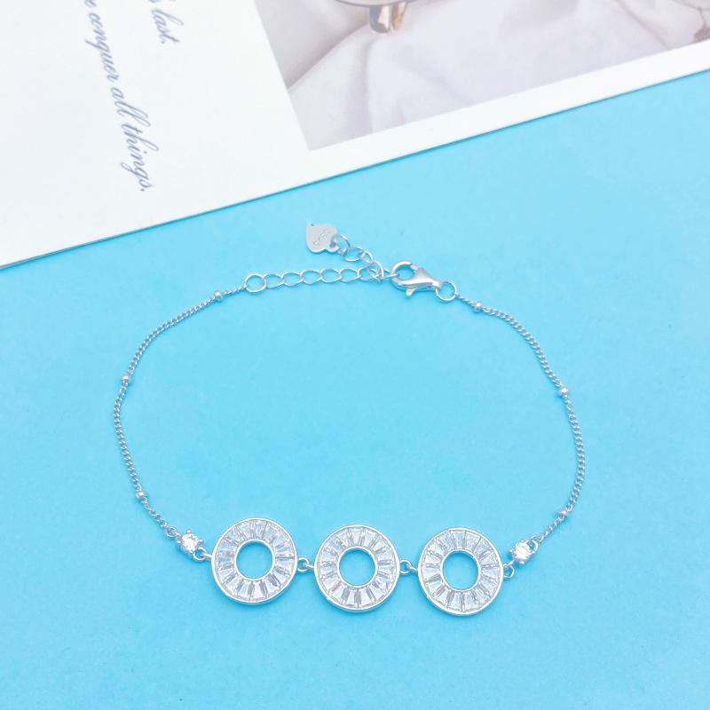 S925 Sterling Silver Women s Three-Ring Bracelet: Simple, Fashionable, Versatile, High-End, Commuter Jewelry. S925 Silver