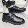 Fashion Pointed Toe Leather Shoes Men Casual Business Shoes British Style Lace-up Dress Shoes Fashion Black Working Shoes for Office