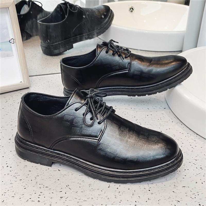 Fashion Pointed Toe Leather Shoes Men Casual Business Shoes British Style Lace-up Dress Shoes Fashion Black Working Shoes for Office