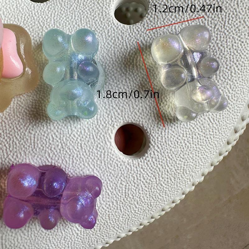 14Pcs/Set Luminous Bear+Bear Footprint Combination  Decoration For Clogs Detachable Accessories Shoe Charms Decoration