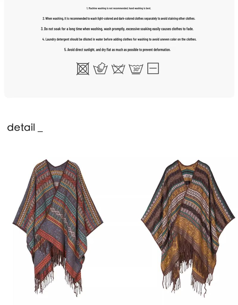 Pelerină de damă în stil etnic nord-vestic: Șal și eșarfă groase de prerie din Xinjiang, Tibet și Yunnan