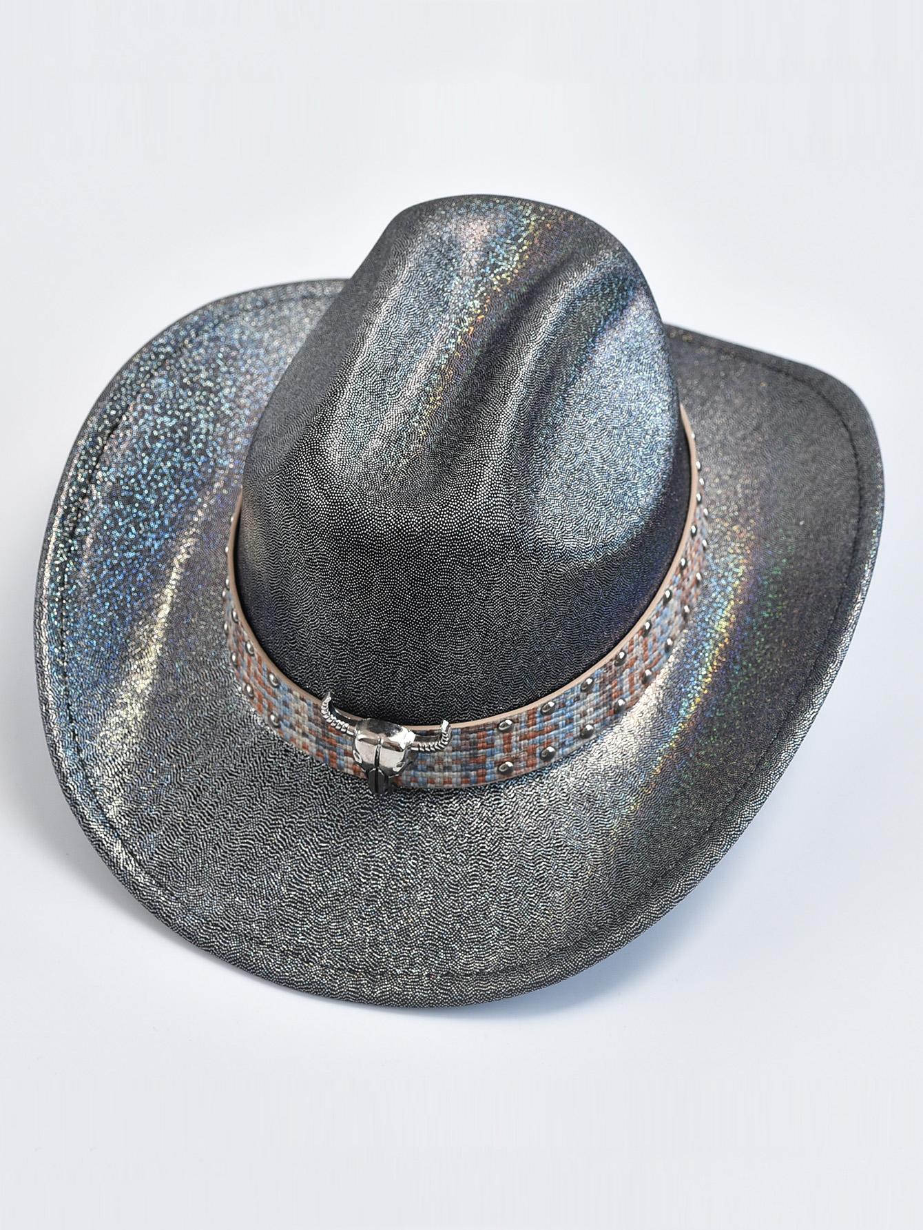 

Женская ковбойская шляпа, модное вечернее платье, шляпа-федора, костюмированная вечеринка, ковбойская шляпа One Size чёрный