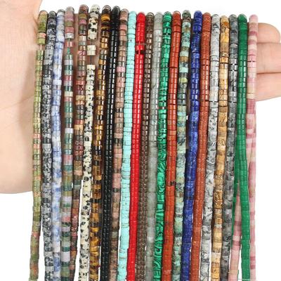 Natural Stone Rondelle Bead 4x2mm Turquoise Quartz Jasper Flat Round Disc Beads for Jewelry Making DIY Bracelet Acessories 15''