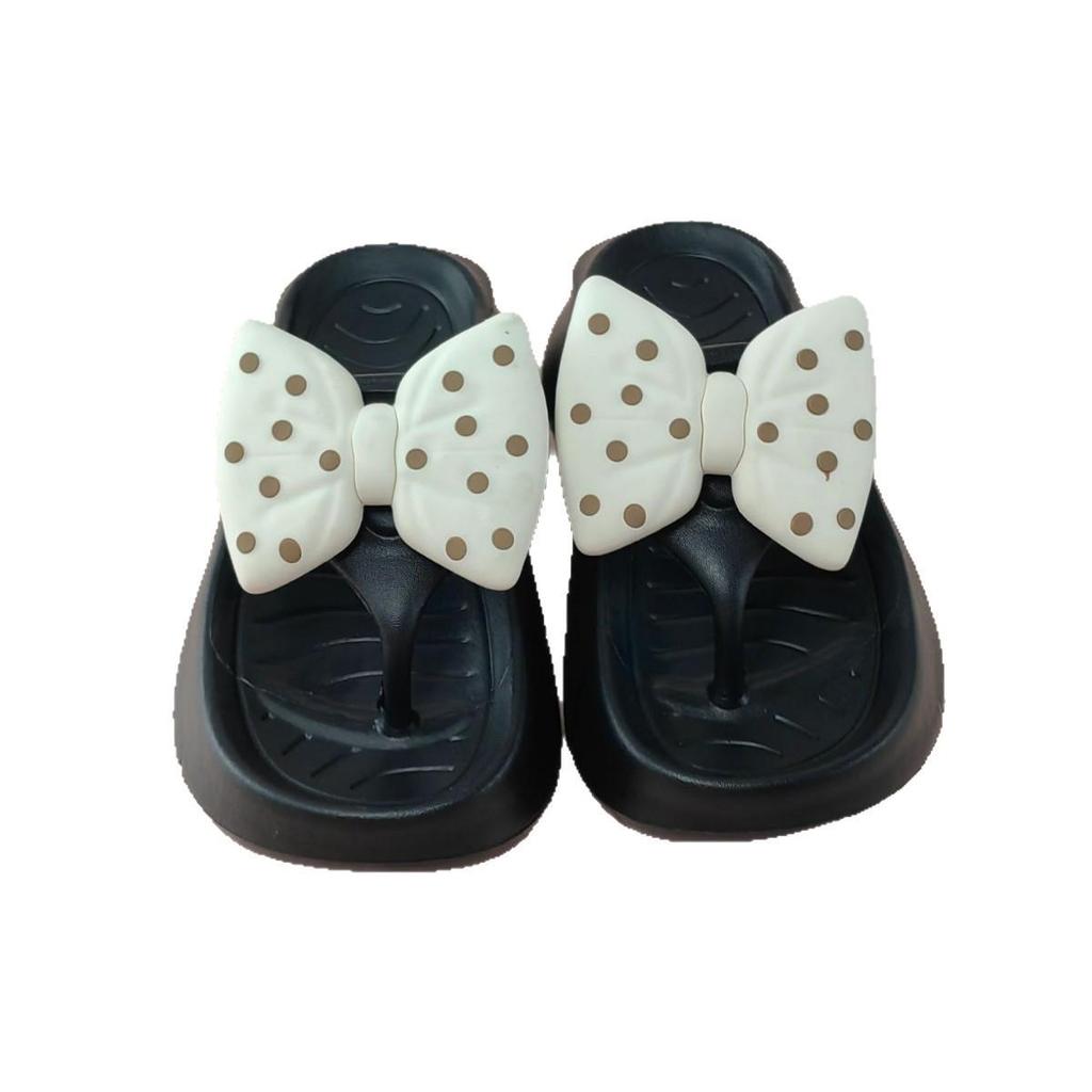 Women's Summer Polka Dot Bow Tie Sandals - Fashionable Thick Sole EVA Flip-Flops