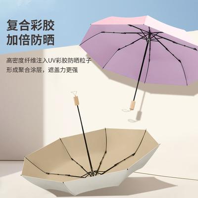 Umbrella Women's Rain and Shine Color Glue Solid Color Sun Umbrella Sunscreen UV Protection Student Manual Folding Parasol