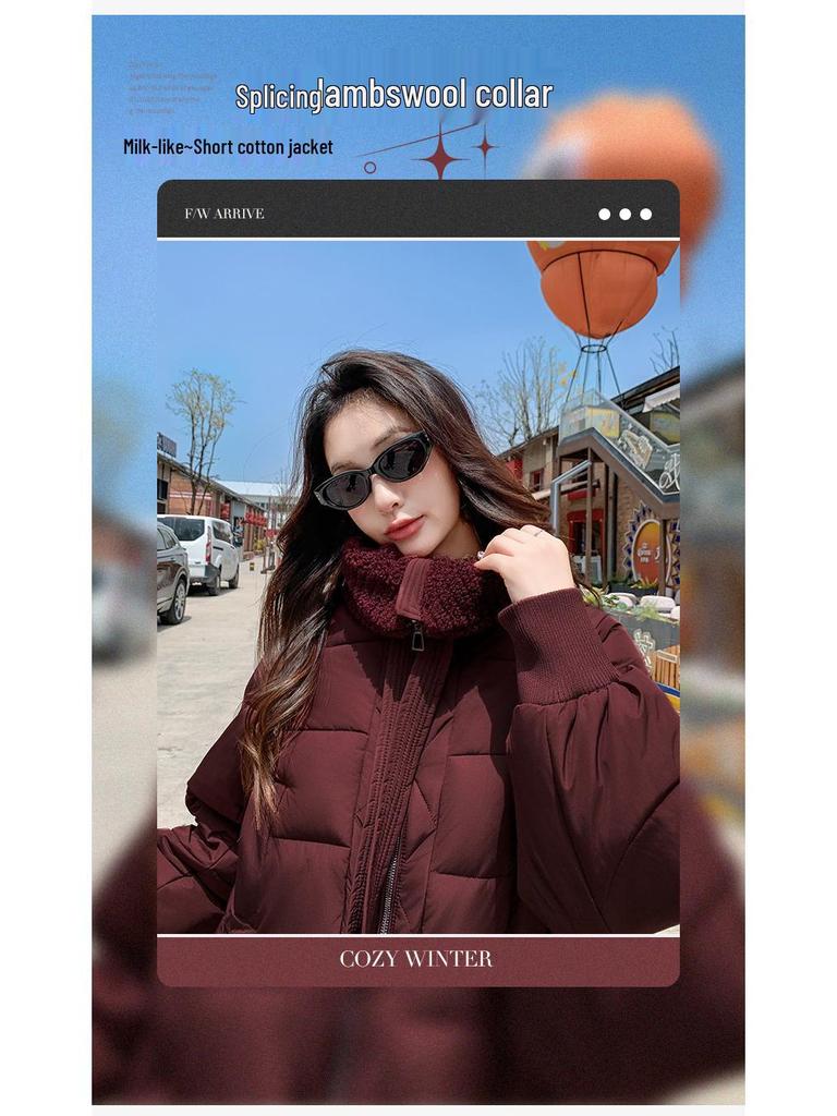 Korean Style Women's Lapel Down Cotton Coat - Winter Thickened Warm Fashion Jacket