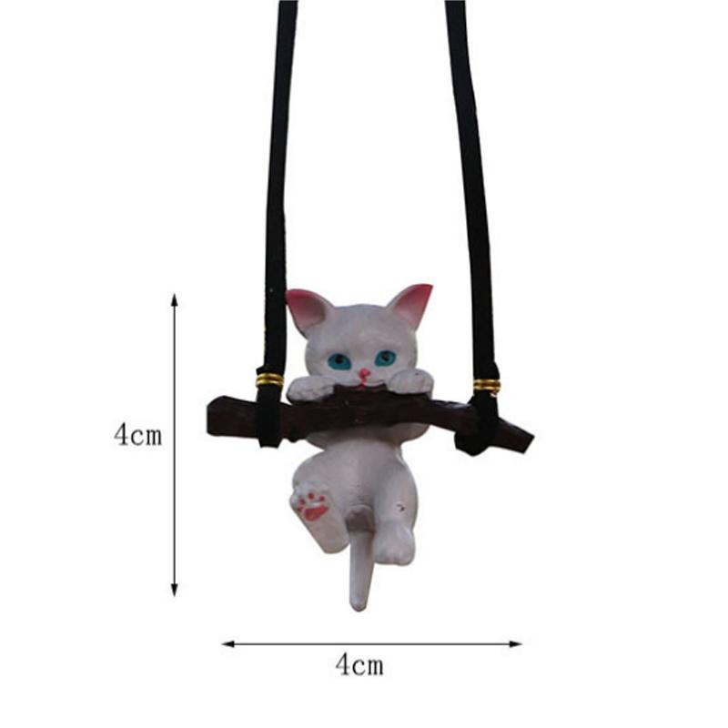 Creative Car Rearview Mirror Pendant Cute Cat Branch Swing Hanging Pendant Car Interior Decoration Car Interior Accessories