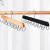 14-Hook Multifunctional Solid Wood & Leather Adhesive Foldable Metal Clothes Hanger