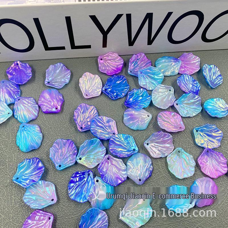 17x20mm Two-Tone Gradient Mother-of-Pearl Shell Camellia Petal for DIY Beading. Half Pound (Approx. 500 pieces)