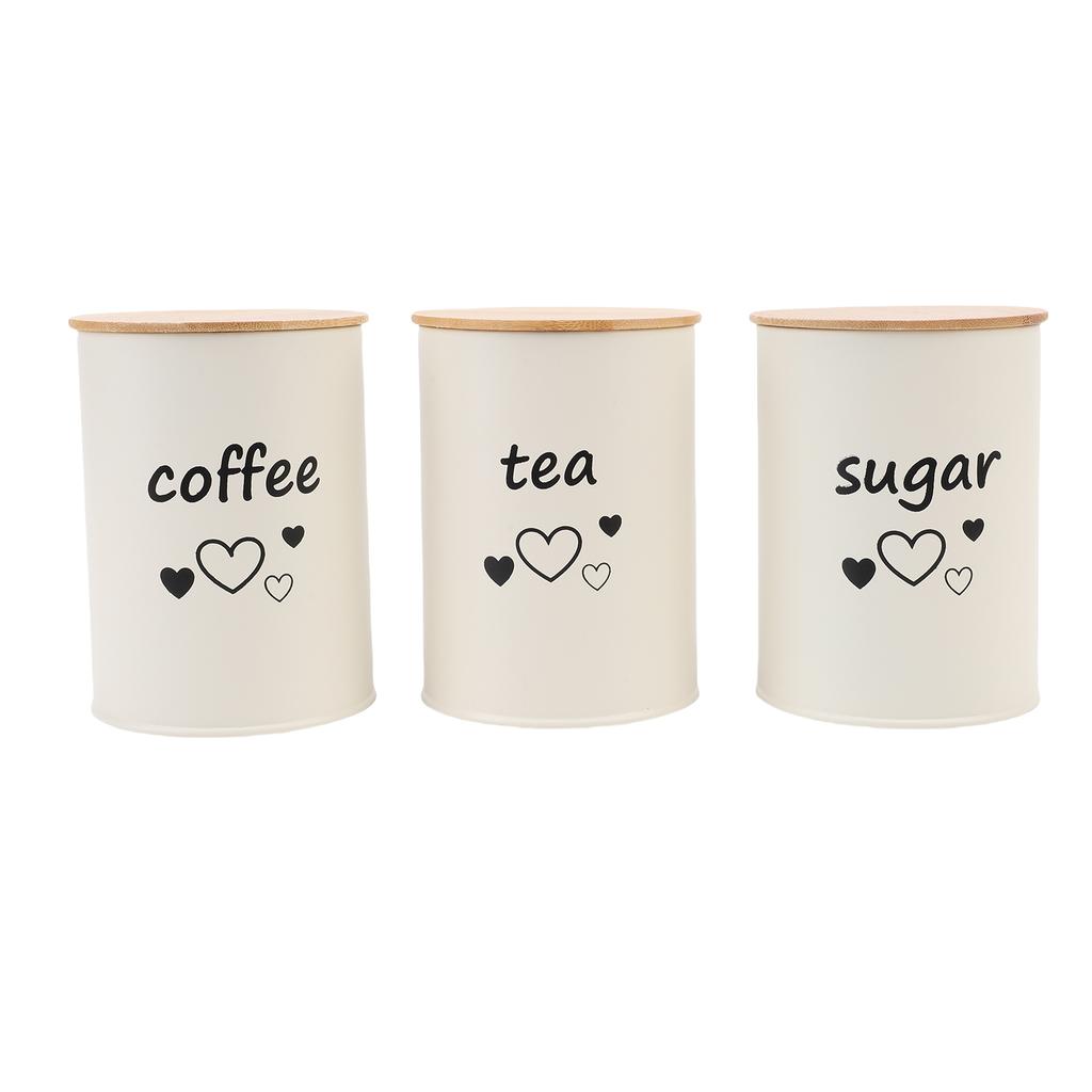 3PCS Airtight Coffee Canister Iron Coffee Bean Storage Container Food Canister Jar with Lid for Kitchen Tea Cereal