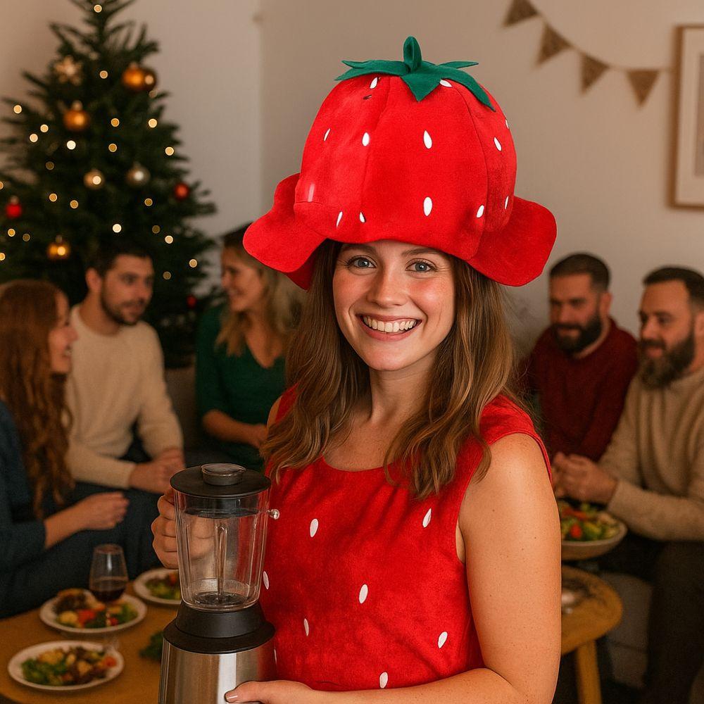 Red Strawberry Headgear Winter Warm Strawberry Cosplay Cute Fruit Strawberry Cap Halloween Costume