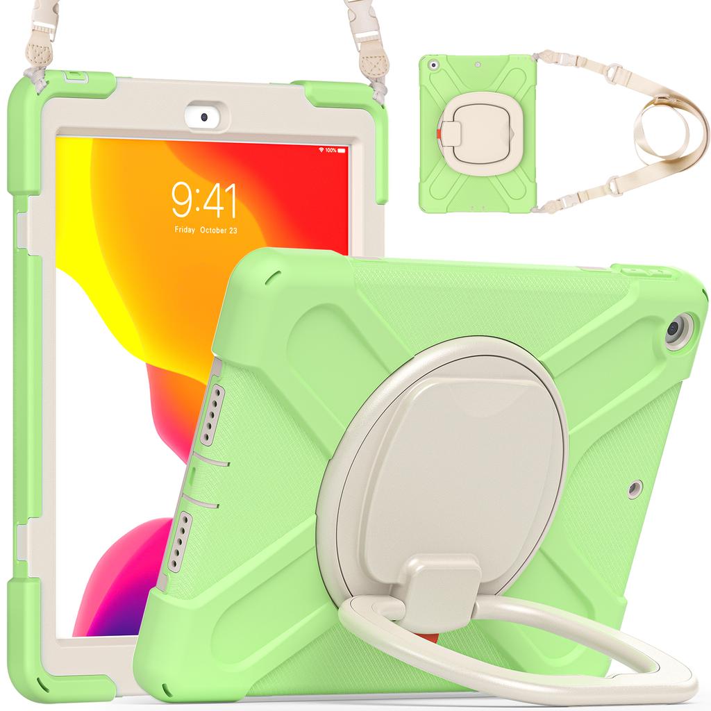 360 Rotating Kids Case Universal for IPad 10.2 2019 2020 2021 7th 8th 9th Generation Heavy Duty Stand Cover with Shoulder Strap