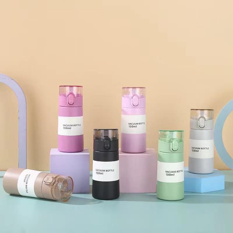 150/250ml Thermos Cup Leak-proof Student Thermos Insulated Cup With Straw Portable One-button Opening Pocket Thermal Mug