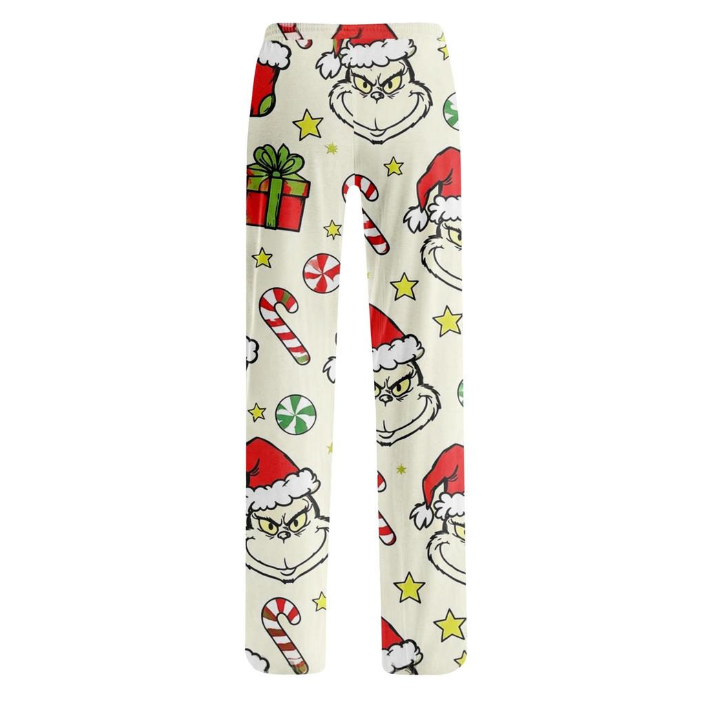 Women's Christmas Printed Pajama Pants, Festive Comfortable Sleep Pants, No Pockets