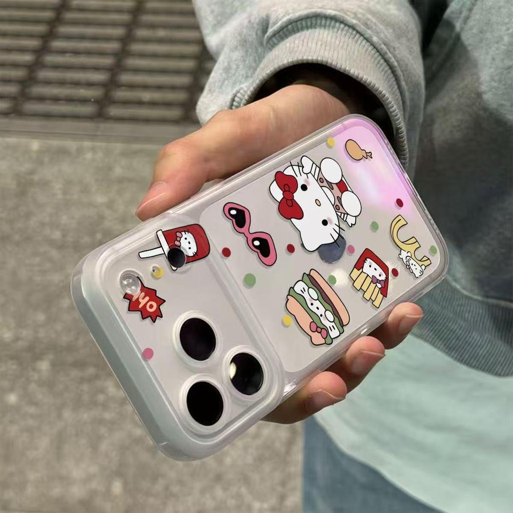 Hello Kitty Cute Burger Camera Button Matte Phone Case for Apple 11-17.