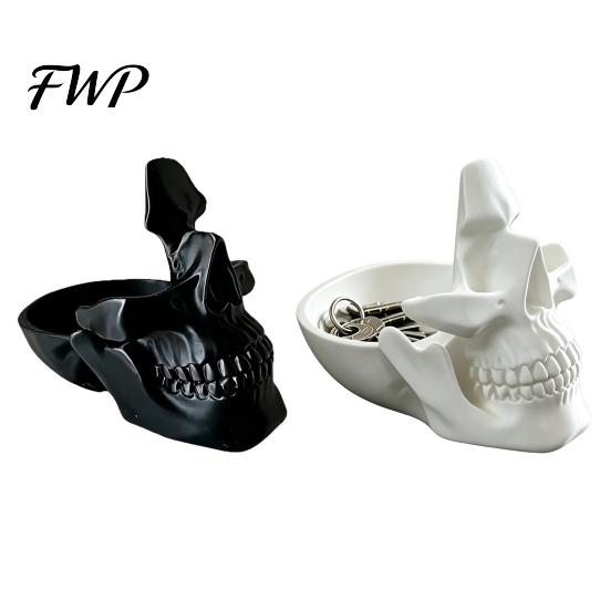 Realistic Resin Trinket Dish 3D Printed Skull Desk Organizer Tray, Novelty Eyeglass Holder with Nose Rest, Creative Accessory Key Coin Jewelry