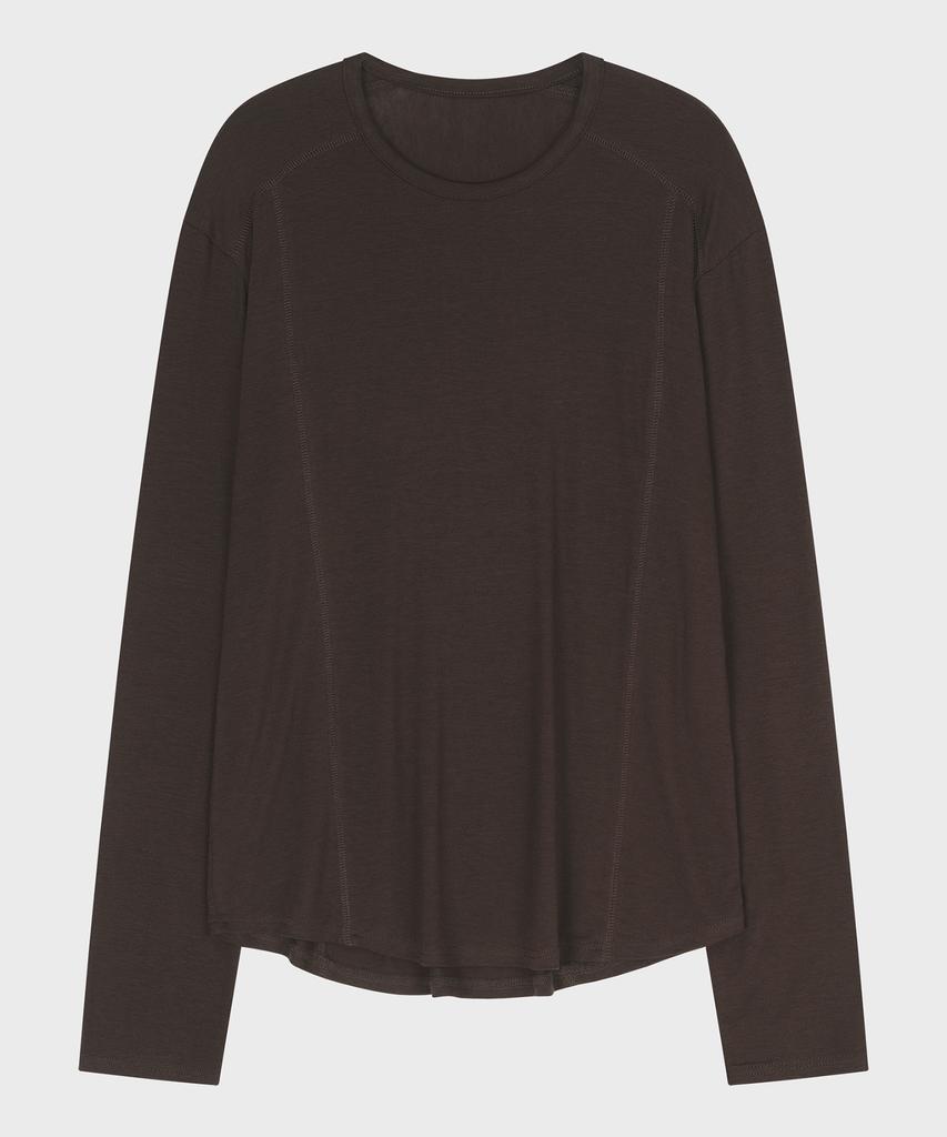 NOIRER Wool Tencel Incision T-Shirt (Brown)