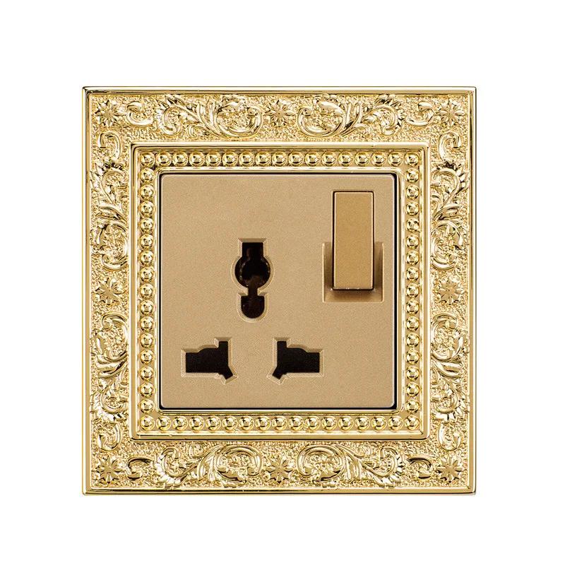 Luxury Vintage Push Button Switch 1/2/3/Gang 2Way,EU France Standard Copper Wall socket,Universal Light Home Switch Power Outlet
