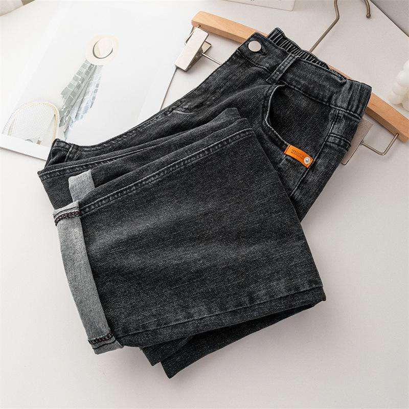 

Plus Size High Waist Slimming Harem Jeans for Women - Elastic Waist Cropped Pants 2022 4XL сірий колір
