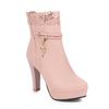 2024 Fashion High Heels Woman Booties Lace Design Princess Platform Party Wedding Womens Shoes White Black Ankle Boots Winter