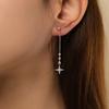 APM Monaco Earrings Asymmetrical Moon Front and Back Wear with Pendant Chain, Full Diamond Zircon, Elegant and Exquisite, 925 Silver AE12392OXY