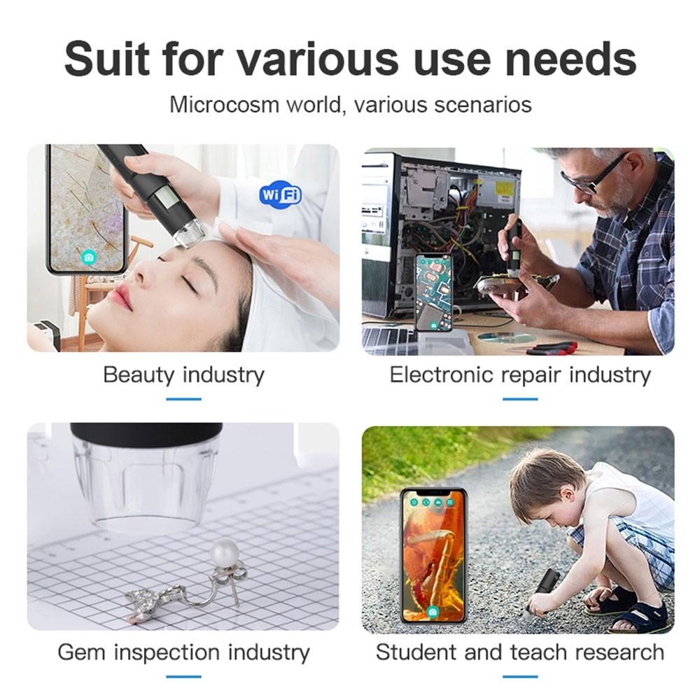 1000X 8 LED Analyzer Wireless Portable Zoom Microscope HD Magnifier Digital Video Camera Skin Detector
