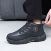 Men's Winter Warm Snow Boots with Fur Lined Warm Slip On Short Boots for Male Comfortable Outdoor Waterproof Ankle Booties Hiking Walking Shoes