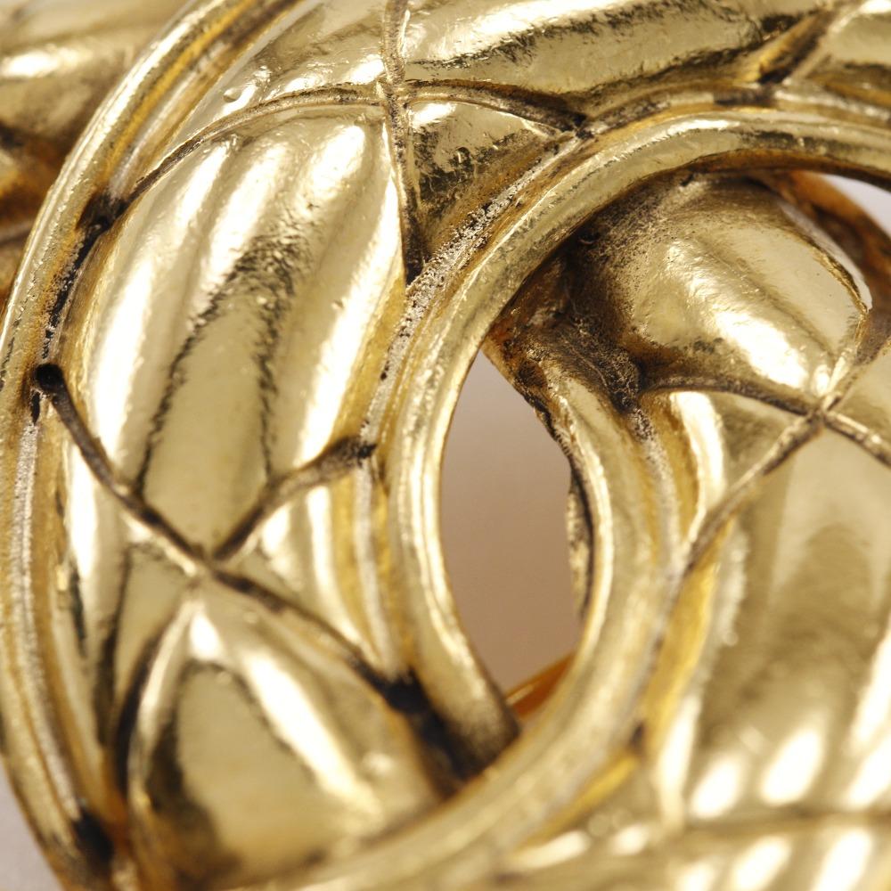 CHANEL COCO Mark Brooch Matelasse vintage Plated Gold 17.7g Women Used