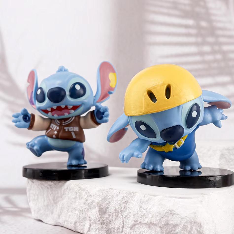 6pcs Disney Stitch Various Styles Fashionable PVC Collection Model Doll Toy Statue Home Furnishings Decoration