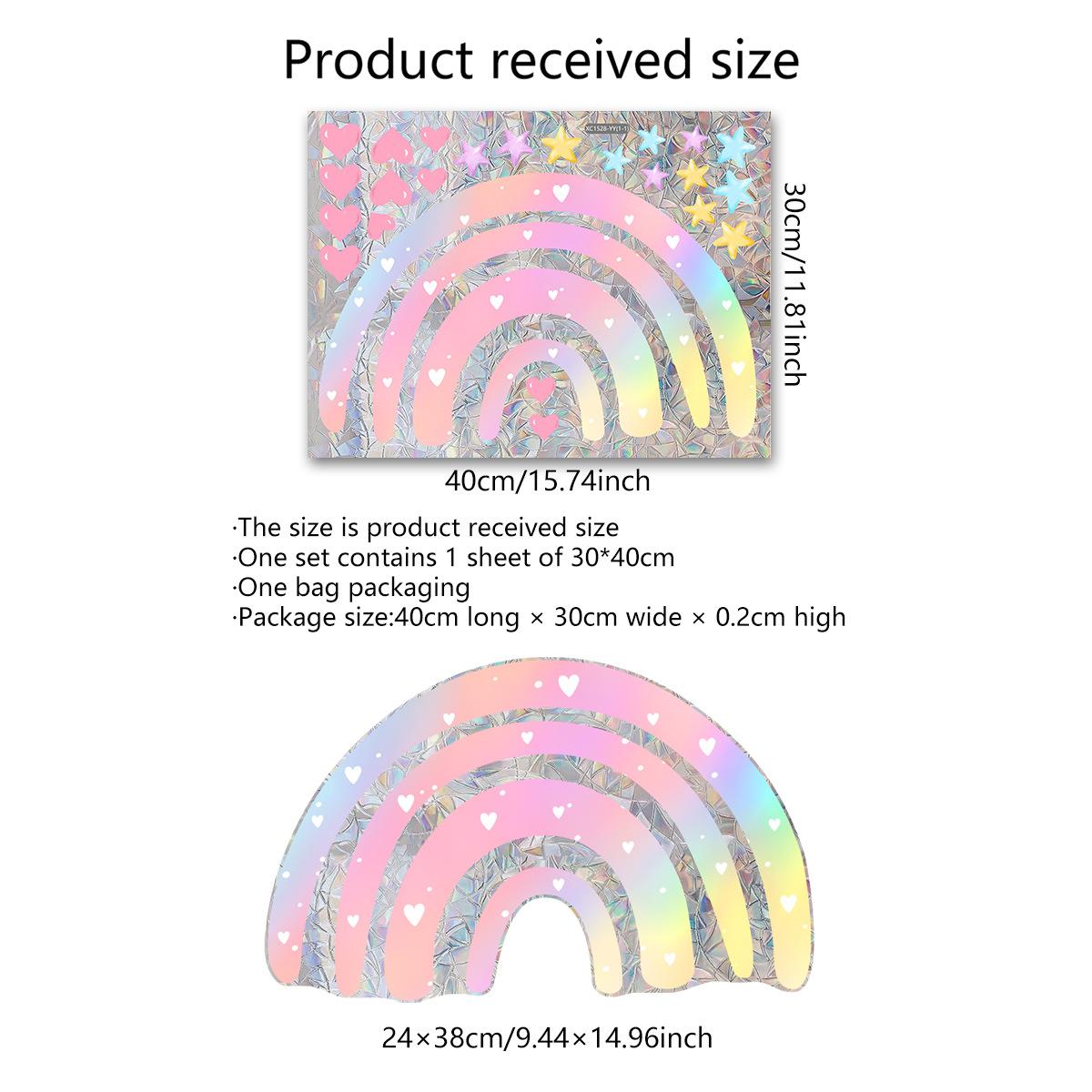 

Xc1528 Pink Gradual Change Rainbow Love Stars Sunshine Colorful Static Sticker Anti-Collision Glass Sticker Window Sticker