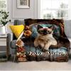 1PC Custom Name Cat Chair flannel blanket versatile,all-season throw suitable for the living room,bedroom,camping,travel,and gift