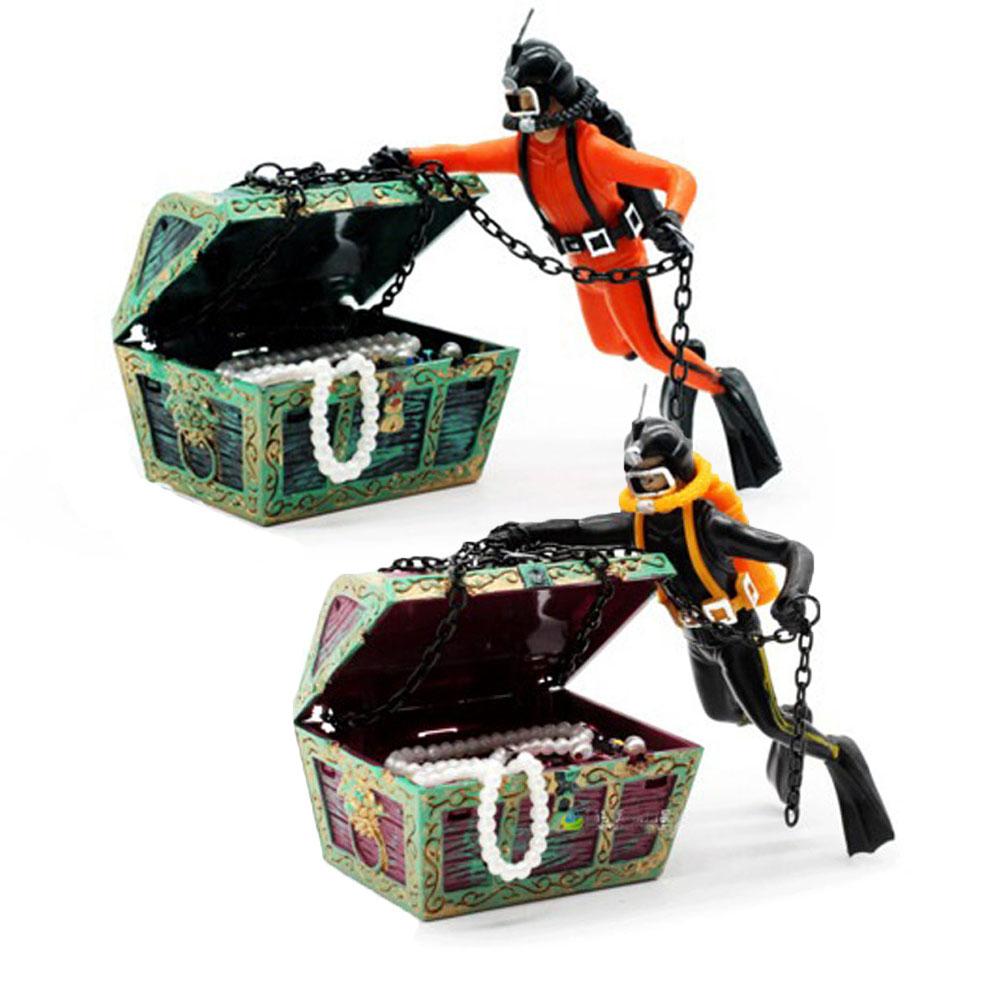 Treasure Hunter Frogman Pneumatic Ornament Air Pump Connecting Aquarium Decoration Fish Tank Decor