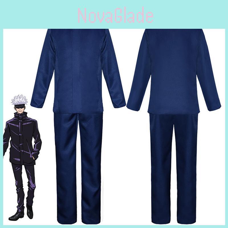 Authentic Jujutsu Kaisen Gojo Satoru Cosplay Costume Wig Men School Uniform Suit Outfit For Parties