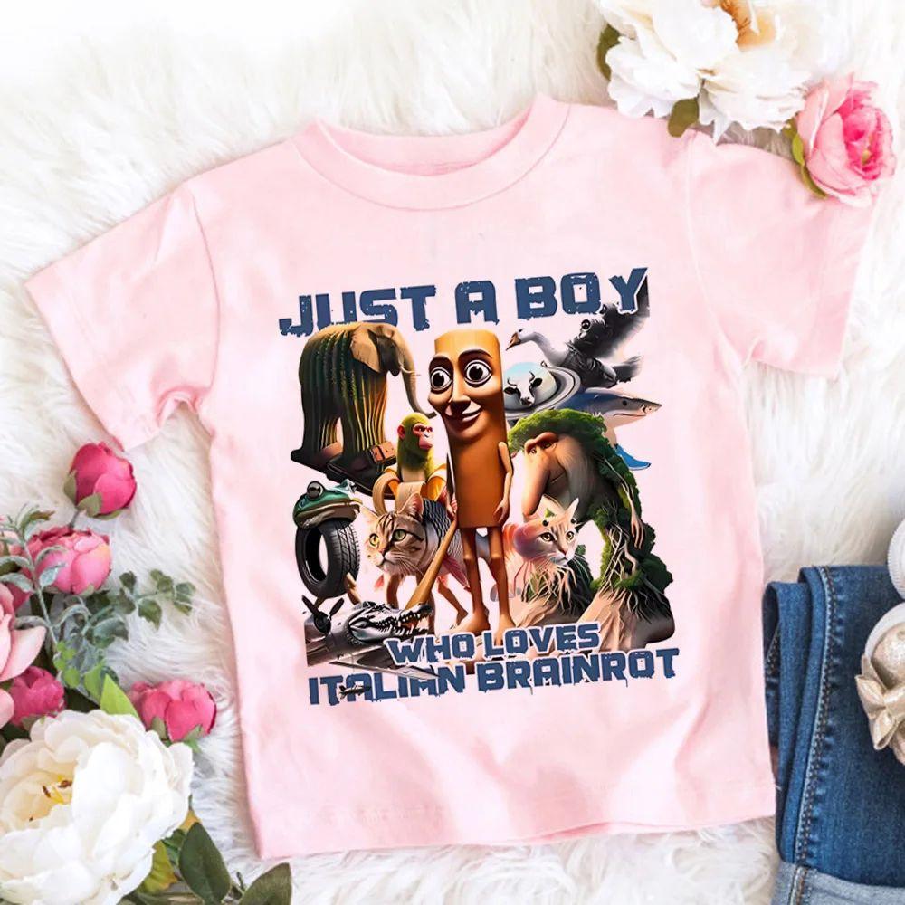 Summer Tops Italian Brainrot T-Shirt Cartoon Anime Print Clothes Round Neck Basic Tops Fashin Casual Loose T Shirts Gift Unisex