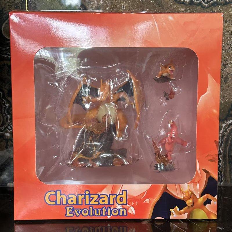 Pokemon Pikachu Charmander Charmeleon Charizard Three Form Evolution GK Anime Figures Toys Model Kids Gift
